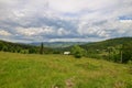 Landscape with mountain village in Arieseni region, Romania